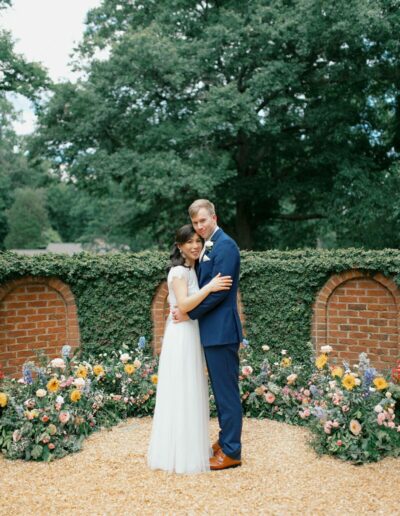 Intimate garden wedding flower scene